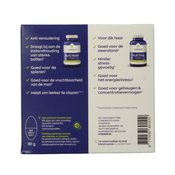 Vitakruid Multi Dag & Nacht Man 100% Vegan 2 x 90 - Image 4