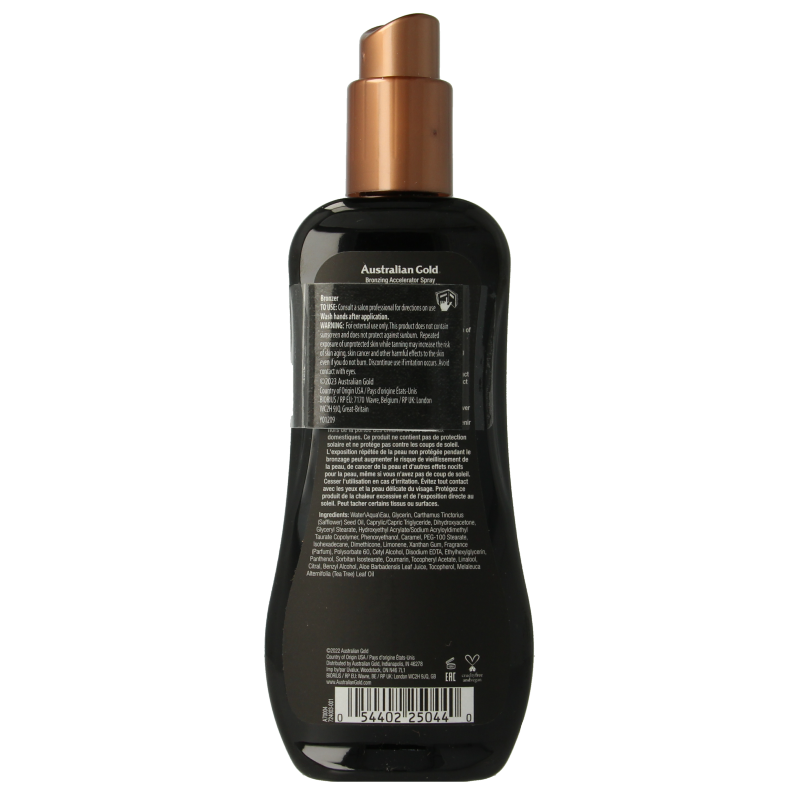 Australian Gold Dark tanning accelerator spray gel met bronzer - Afbeelding 2