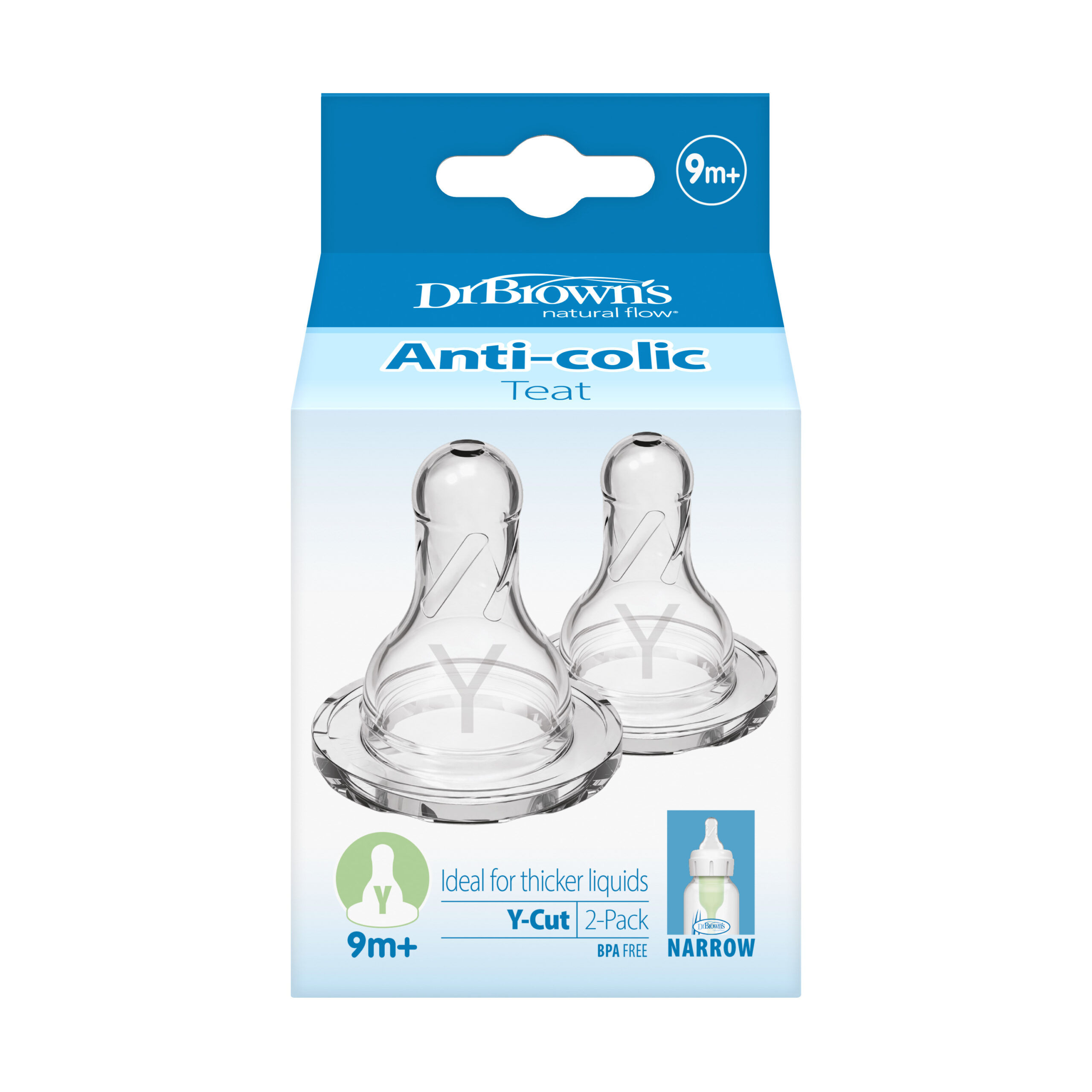 Dr. Brown's Speen smalle hals Y cut 9 maanden