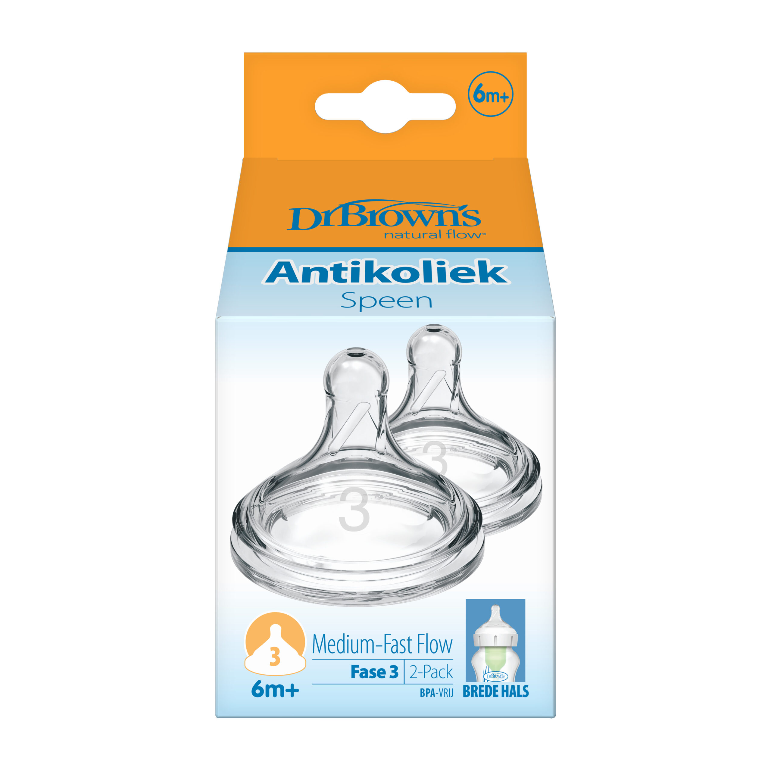 Dr. Brown's Options+ speen fase 3 brede halsfles