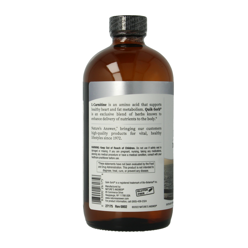 Natures Answer Vloeibaar L-Carnitine - Liquid L-Carnitine 1200mg - Afbeelding 2