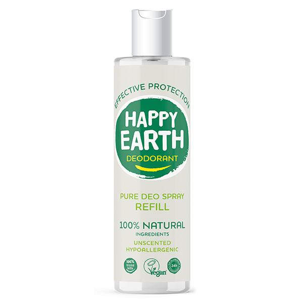 Happy Earth Pure deodorant spray unscented refill