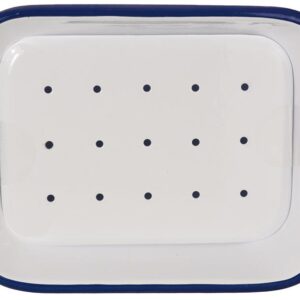 Tade Zeepbakje email met uitlekschaaltje wit/blauw