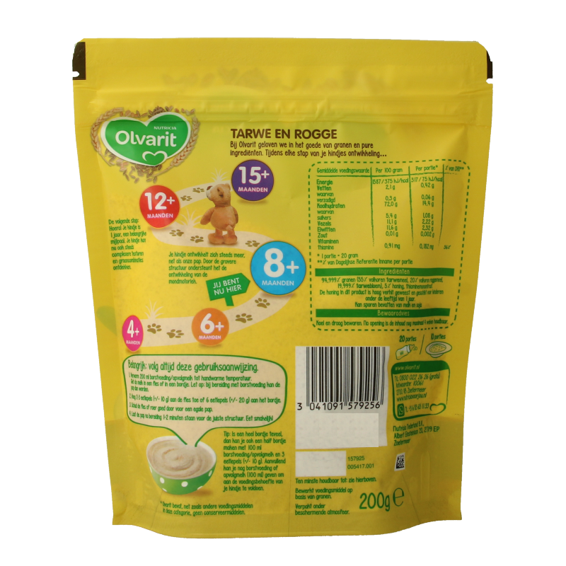 Olvarit Ontbijtpap tarwe en rogge 8+ maanden - Afbeelding 2