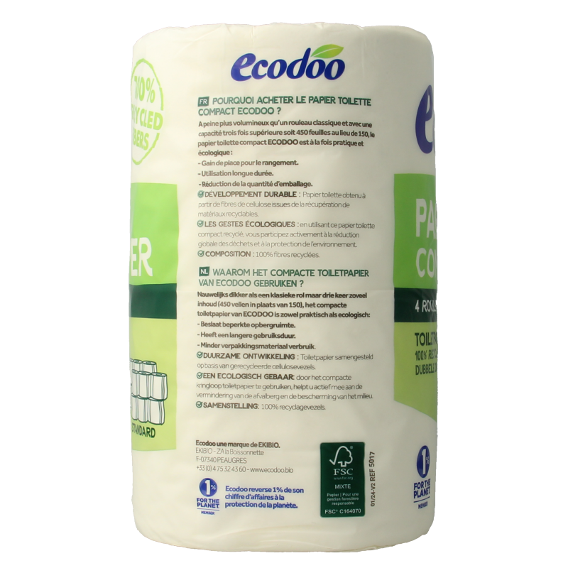 Ecodoo Toiletpapier compact ecologisch bio - Afbeelding 2