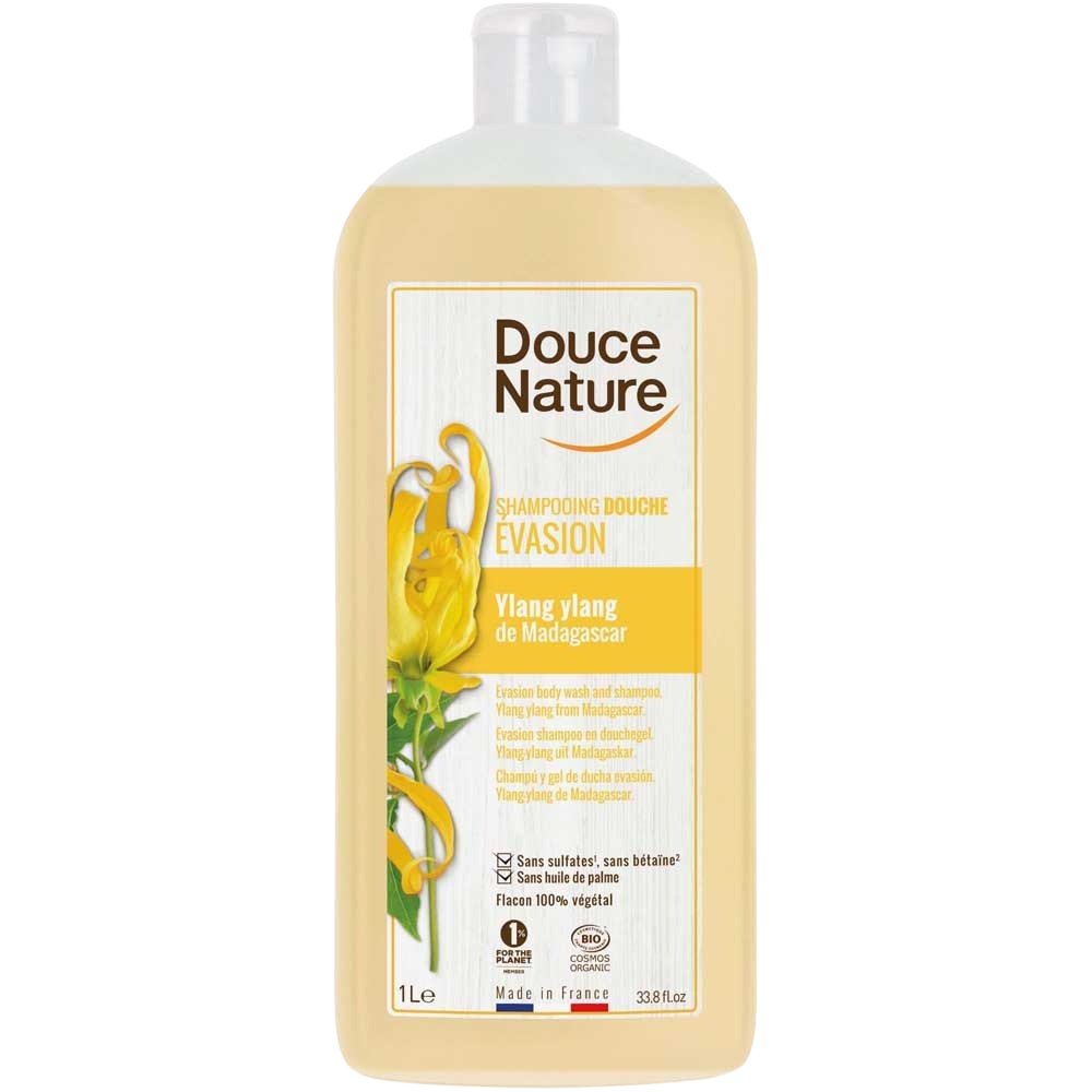 Douce Nature Douchegel & shampoo ylang ylang ontspannend bio