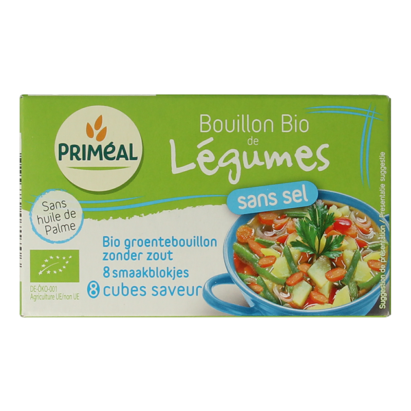 Primeal Groentebouillon blokjes zonder zout 9 gram bio