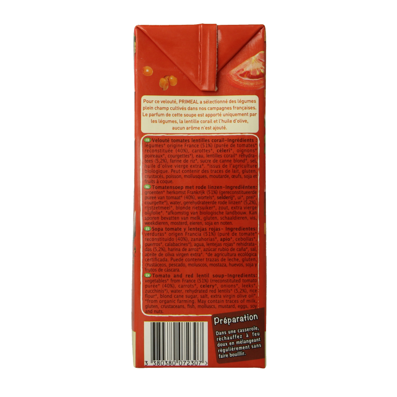 Primeal Veloute gebonden soep tomaat linzen bio - Afbeelding 2