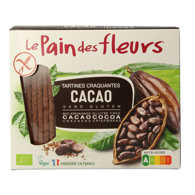 Pain Des Fleurs Krokante bio crackers met cacao bio