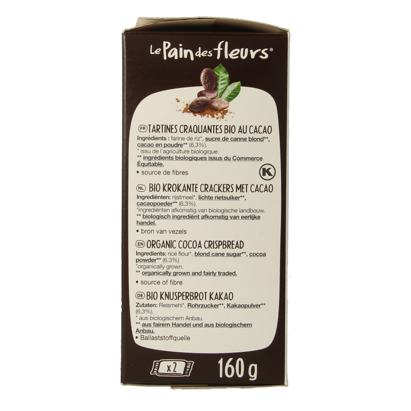 Pain Des Fleurs Krokante bio crackers met cacao bio - Afbeelding 2