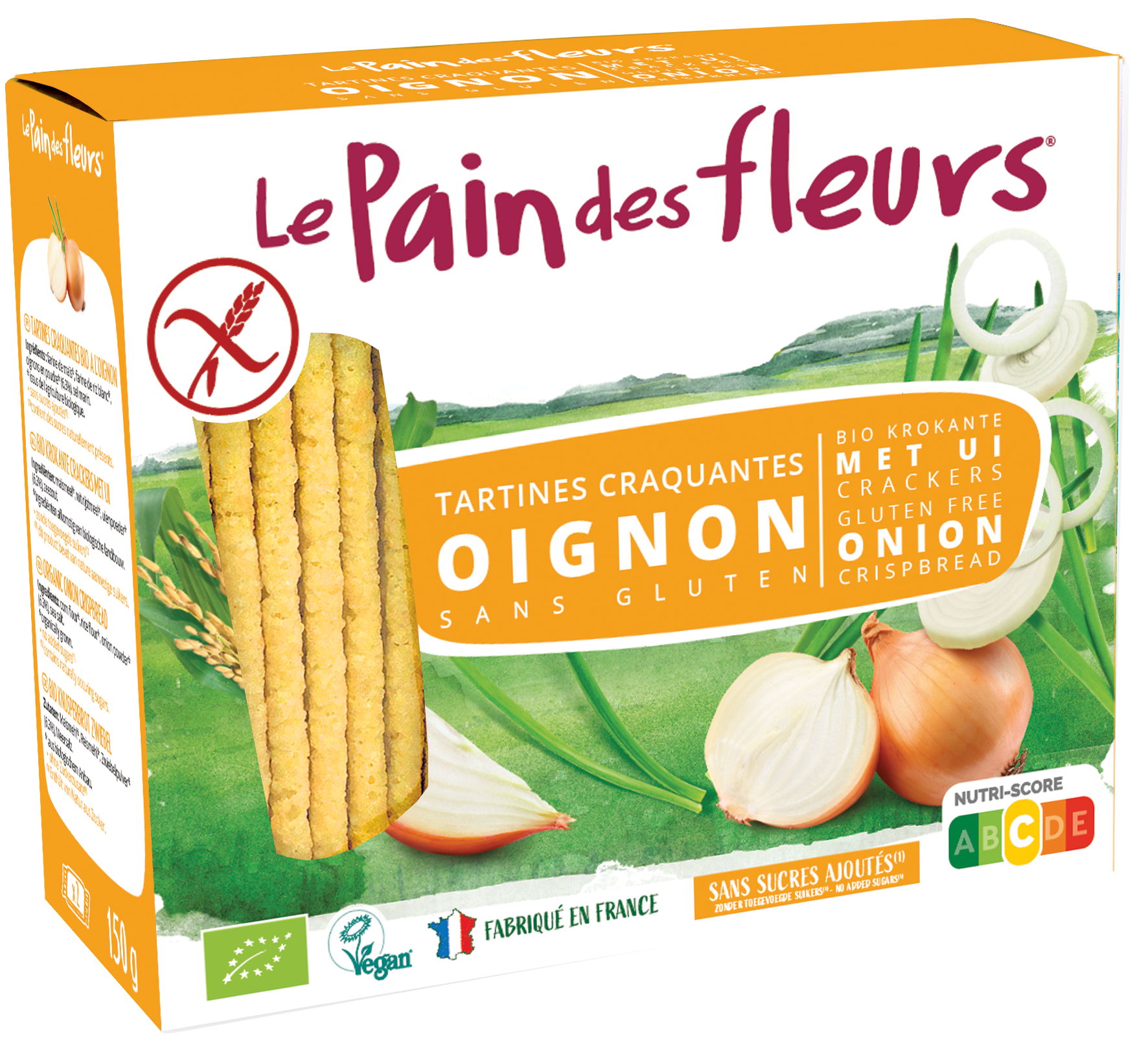Pain Des Fleurs Krokante bio crackers met ui glutenvrij