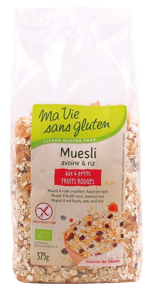 Ma Vie Sans Muesli haver/rijst 4 rode vruchten glutenvrij bio