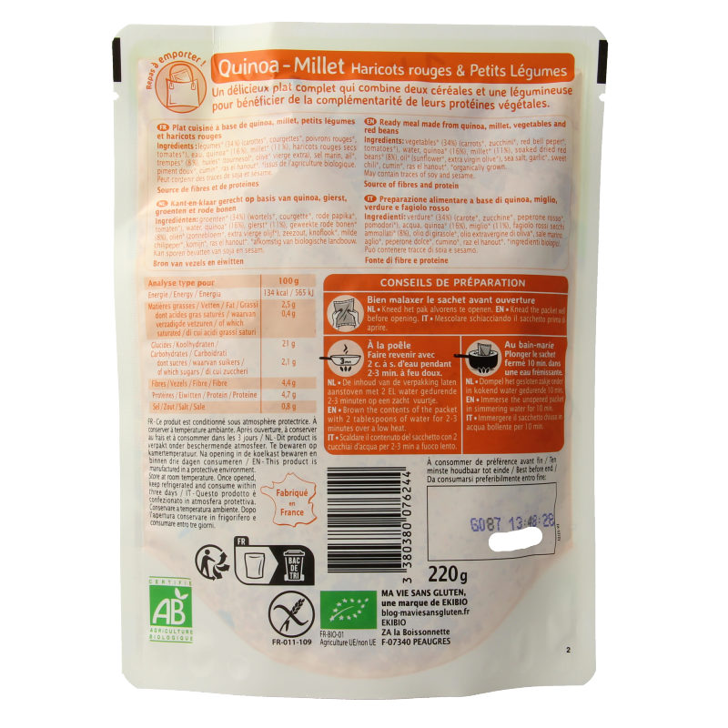 Ma Vie Sans Quinoa gierst rode bonen & groente glutenvrij bio - Afbeelding 2