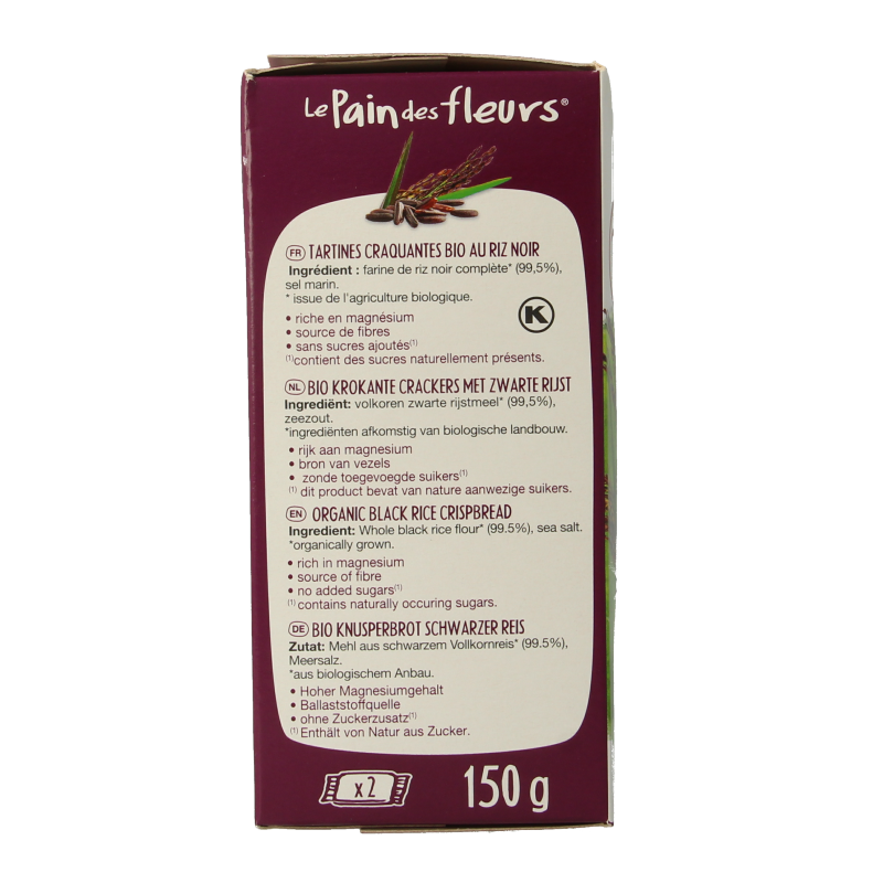 Pain Des Fleurs Zwarte rijst crackers bio - Afbeelding 2