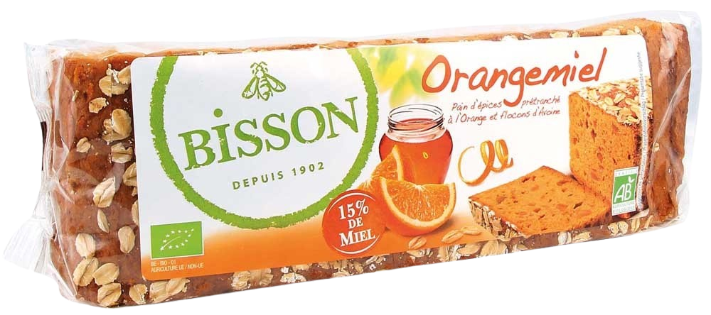 Bisson Orangemiel honingkoek sinaasappel voorgesneden bio