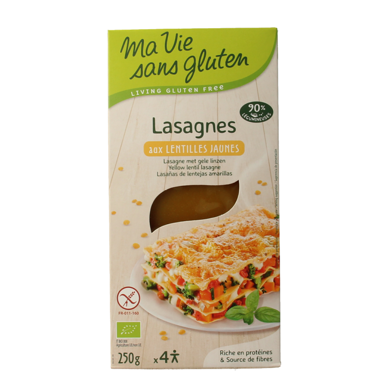 Ma Vie Sans Lasagnebladen van gele linzen glutenvrij bio