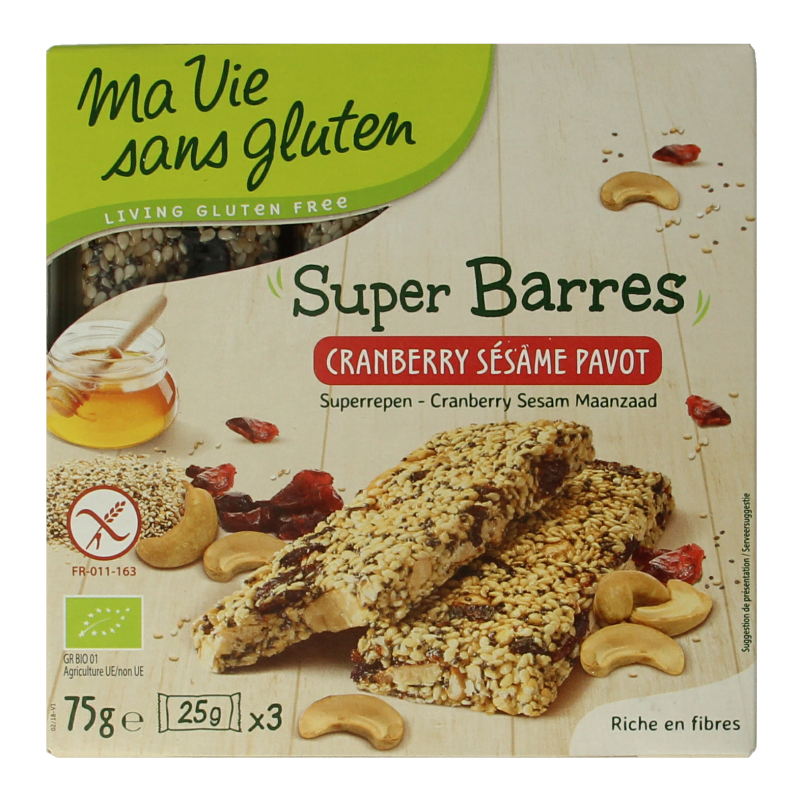 Ma Vie Sans Super repen sesam & cranberry glutenvrij bio