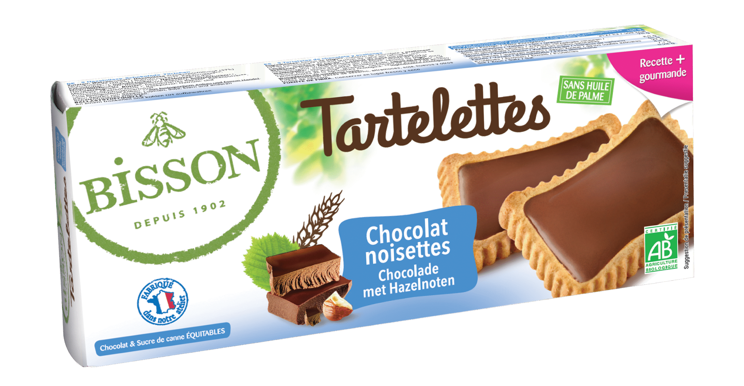 Bisson Gevulde hazelnoot chocolade tartelettes bio