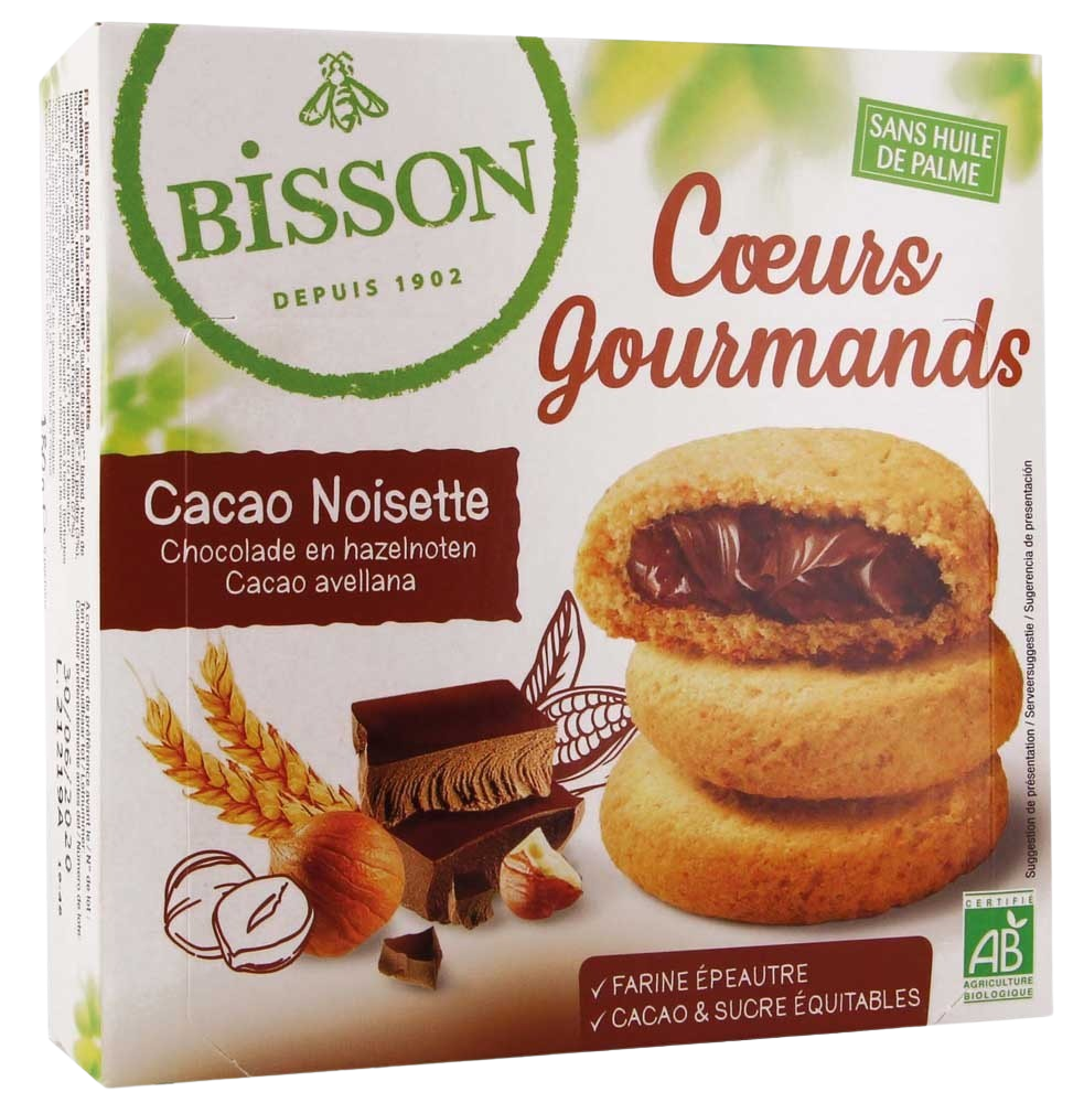 Bisson Gevulde koekjes hazelnoot choco bio