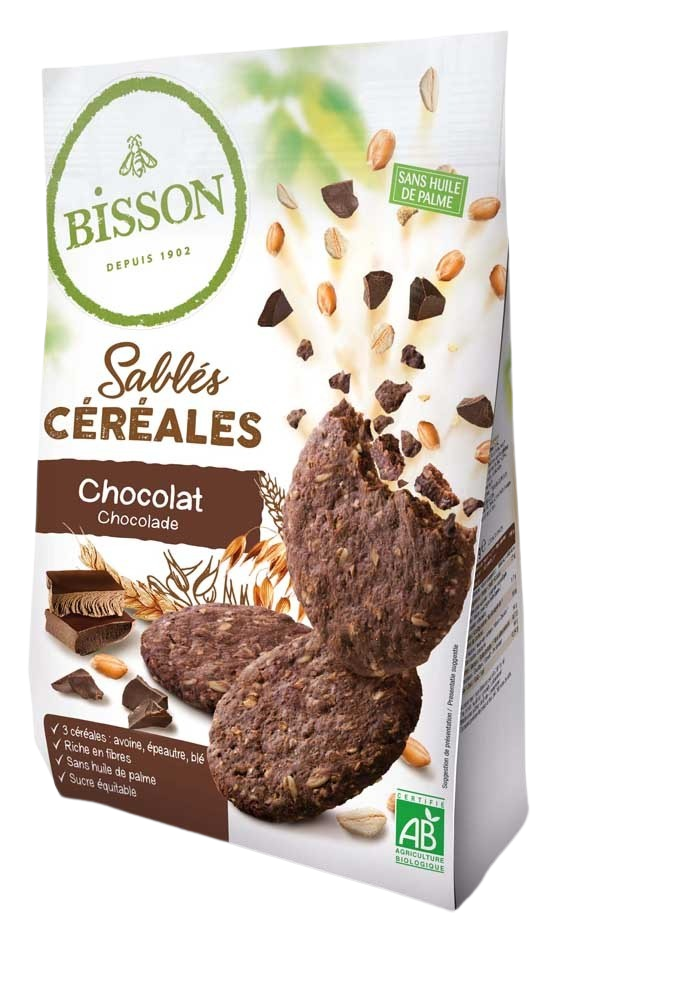 Bisson Zandkoekjes chocolade & granen bio