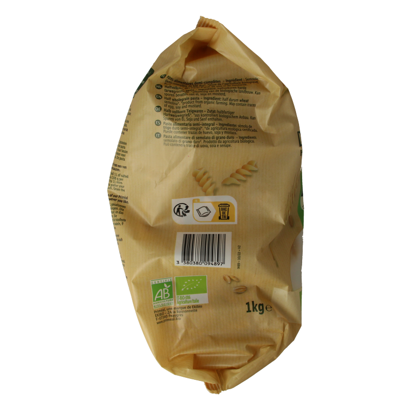 Primeal Fusilli halfvolkoren familie verpakking bio - Afbeelding 2