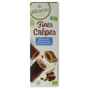 Bisson Krokante wafelrolletjes met melkchocolade bio