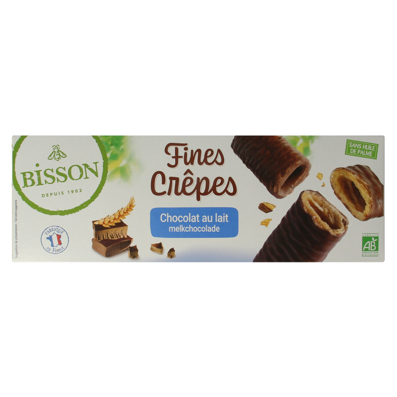 Bisson Krokante wafelrolletjes met melkchocolade bio - Afbeelding 3