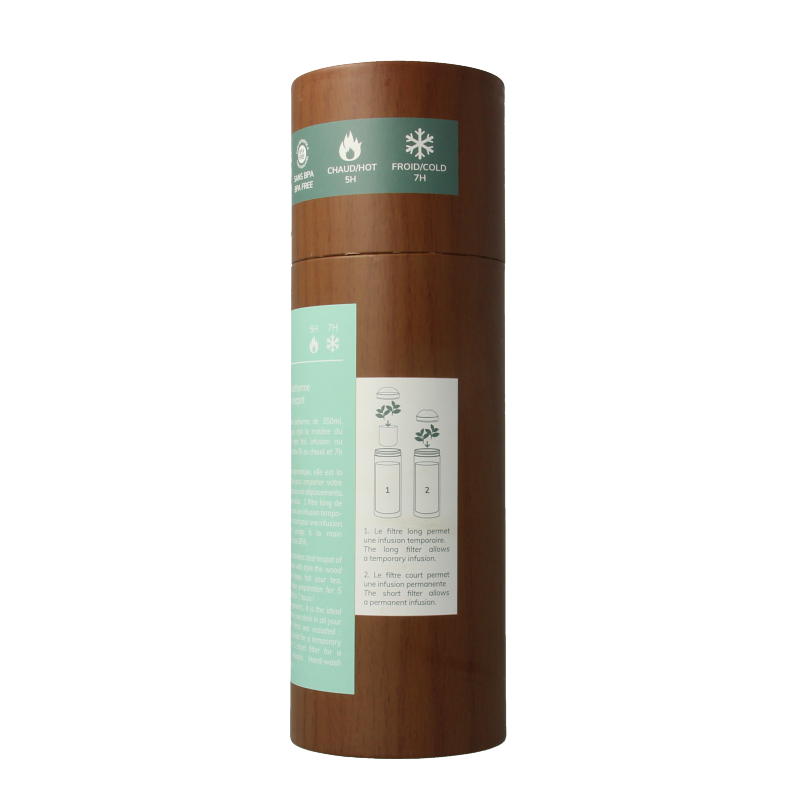 Yoko Drinkfles wood met theefilter isotherm 350ml - Afbeelding 3