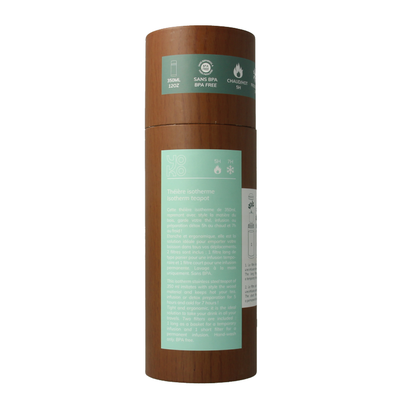 Yoko Drinkfles wood met theefilter isotherm 350ml - Afbeelding 4