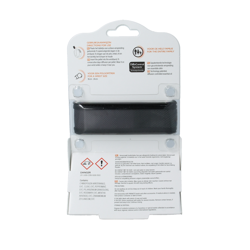 Parakito Anti mug armband volwassenen zwart - Afbeelding 2