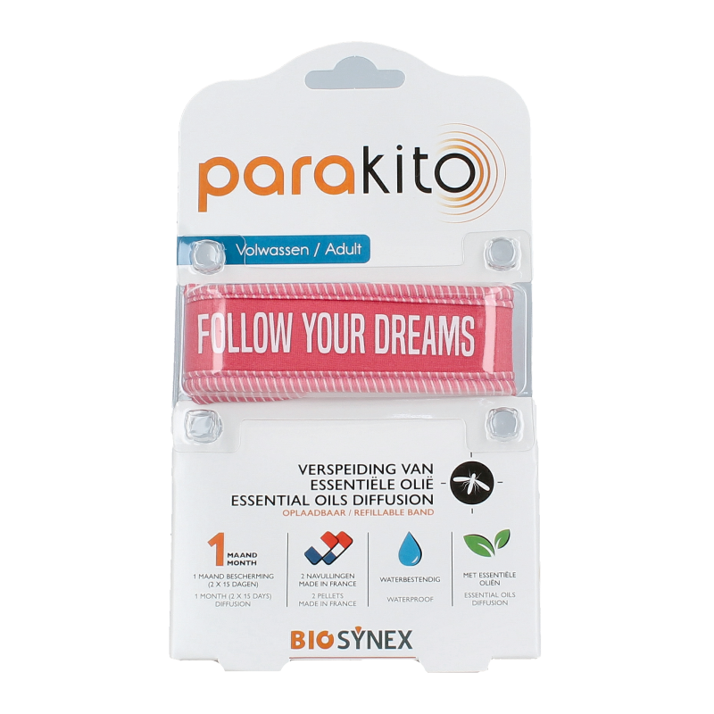 Parakito Anti mug armband volwassenen fuchsia