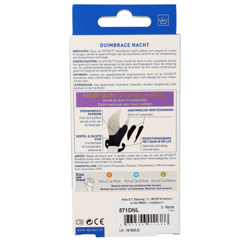 Epitact Duim orthese nacht rechts maat S - Afbeelding 2