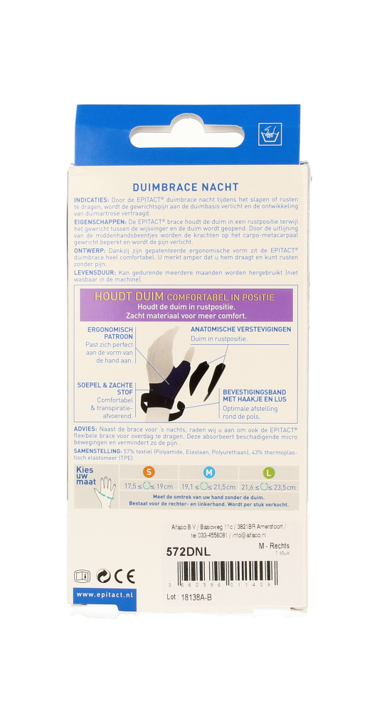 Epitact Duim orthese nacht rechts maat M - Afbeelding 2