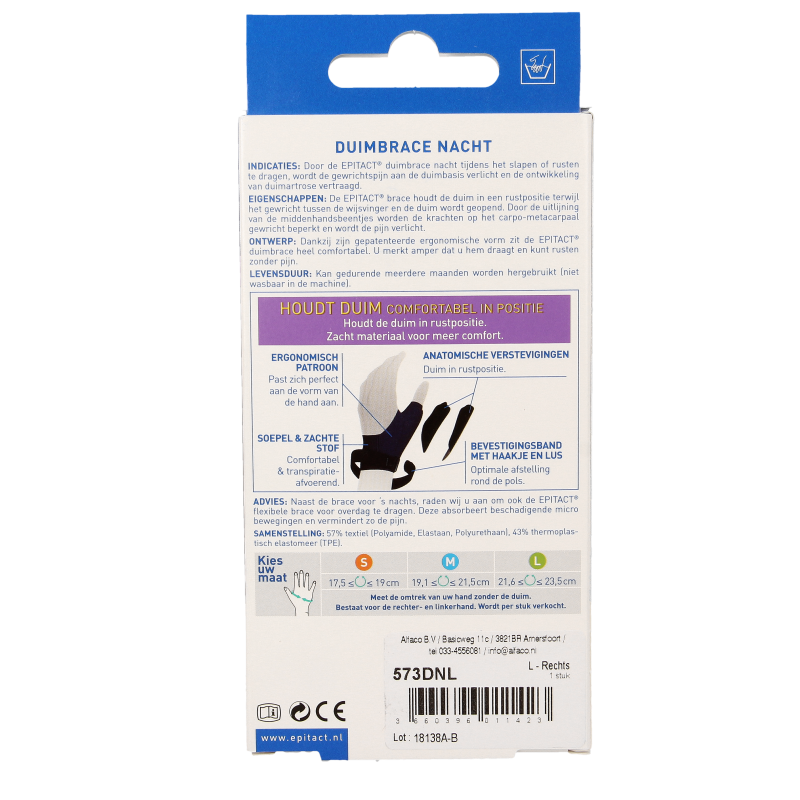 Epitact Duim orthese nacht rechts maat L - Afbeelding 2