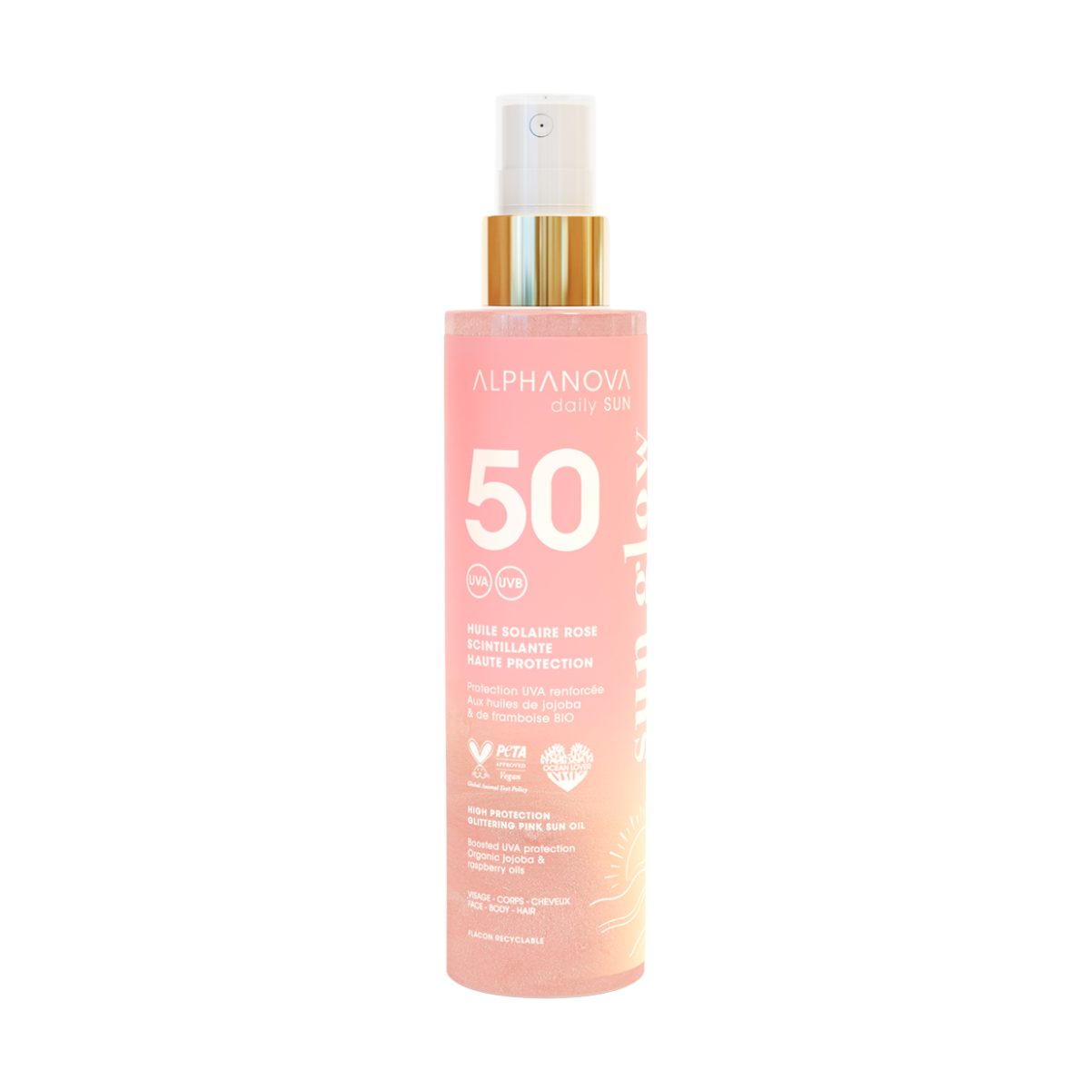 Alphanova Sun Glitter pink sun oil bio SPF50