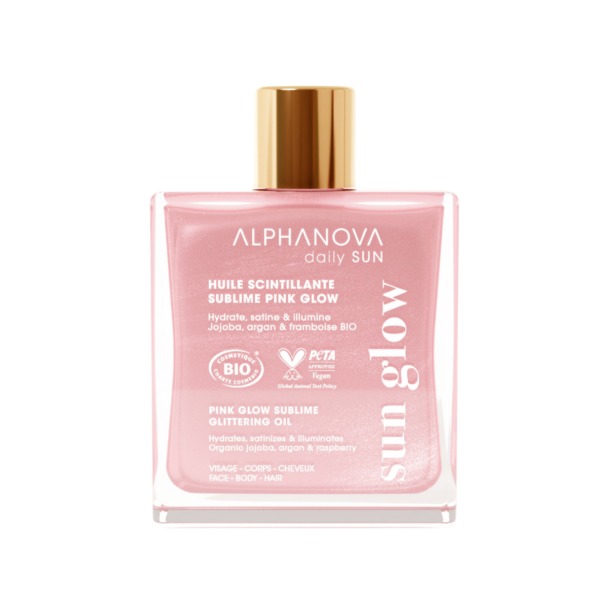 Alphanova Sun Sublime glitter oil pink glow bio