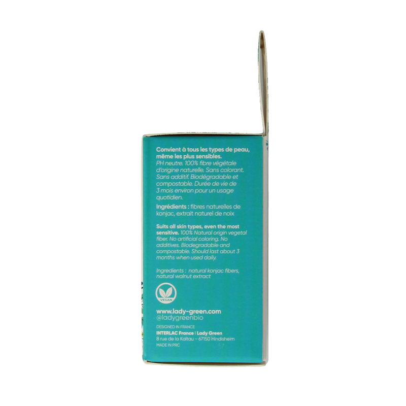 Lady Green Konjac gezichtsspons crushed walnut - Afbeelding 5