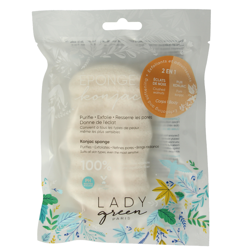 Lady Green Konjac lichaamsspons crushed walnut