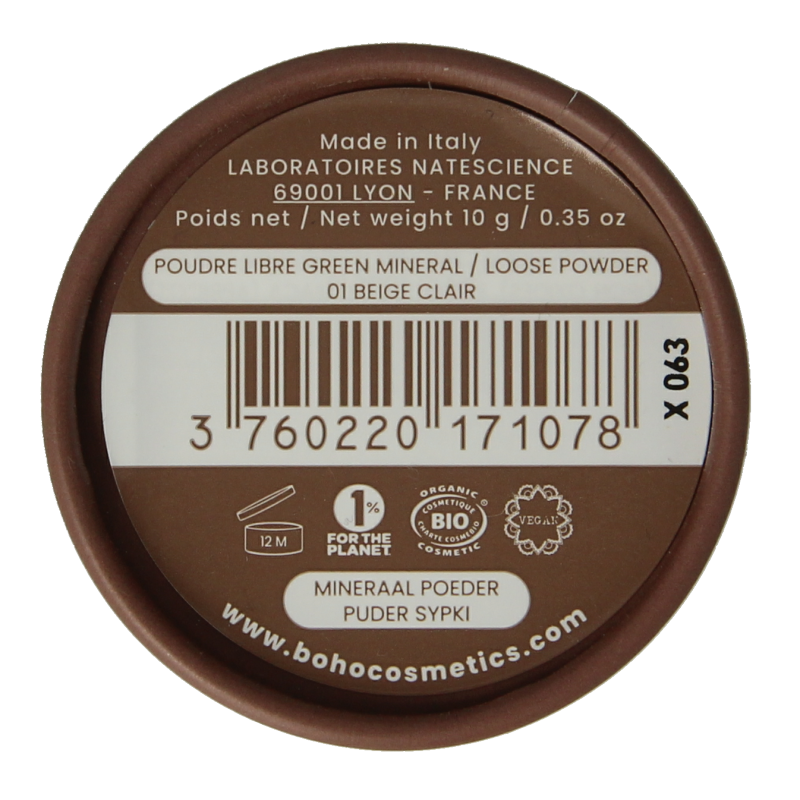 Boho green makeup Mineral loose powder beige clair 01 - Afbeelding 4