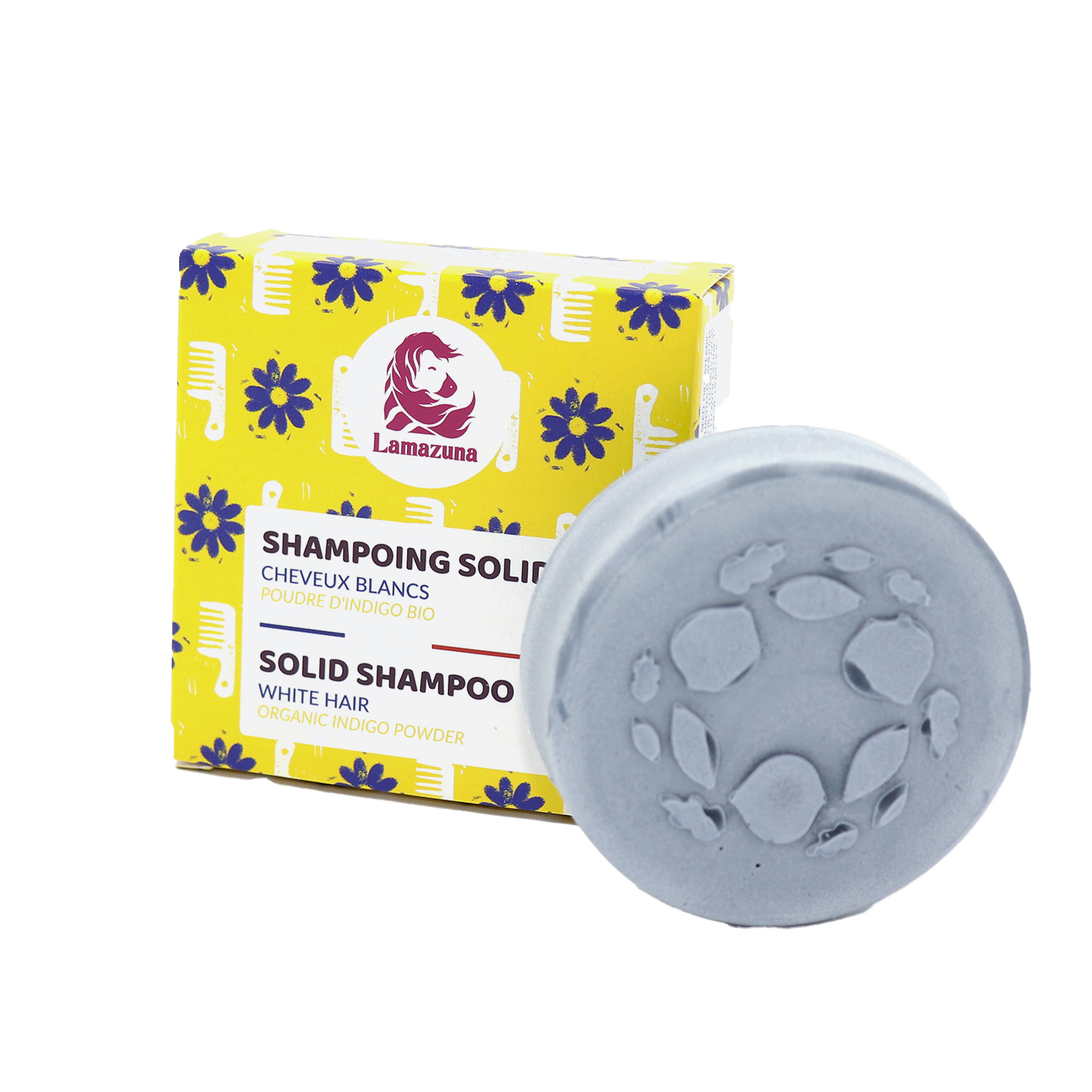 Lamazuna Shampoo bar white hair d'indigo powder