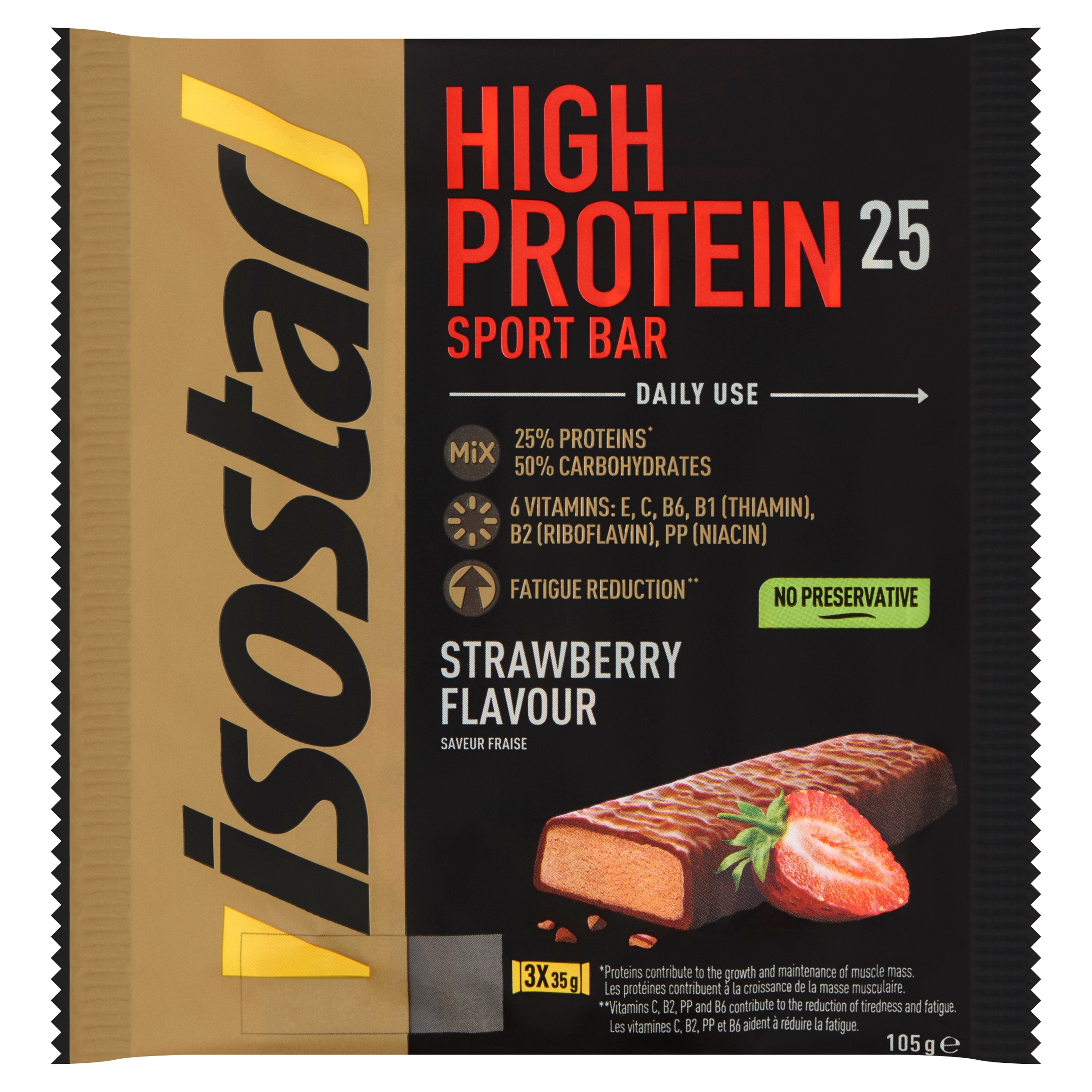 Isostar High protein 25 sport bars strawberry 3 pack