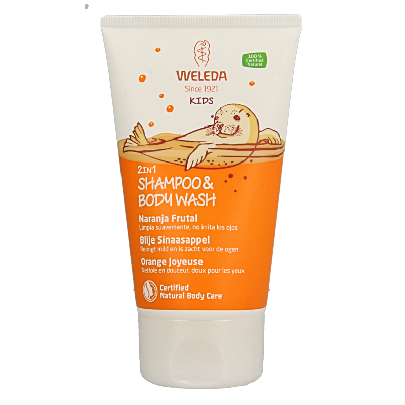 Weleda Kids 2-in-1 shampoo & bodywash blije sinaasappel
