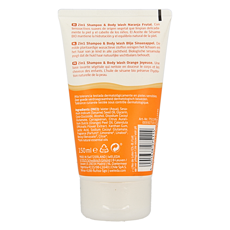 Weleda Kids 2-in-1 shampoo & bodywash blije sinaasappel - Afbeelding 2