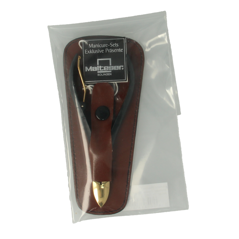 Malteser Nageltang 10cm met luxe bruin leren hoes