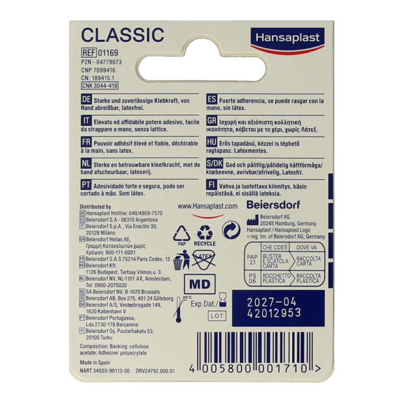 Hansaplast Hechtpleister classic 5m x 2.5cm - Afbeelding 2