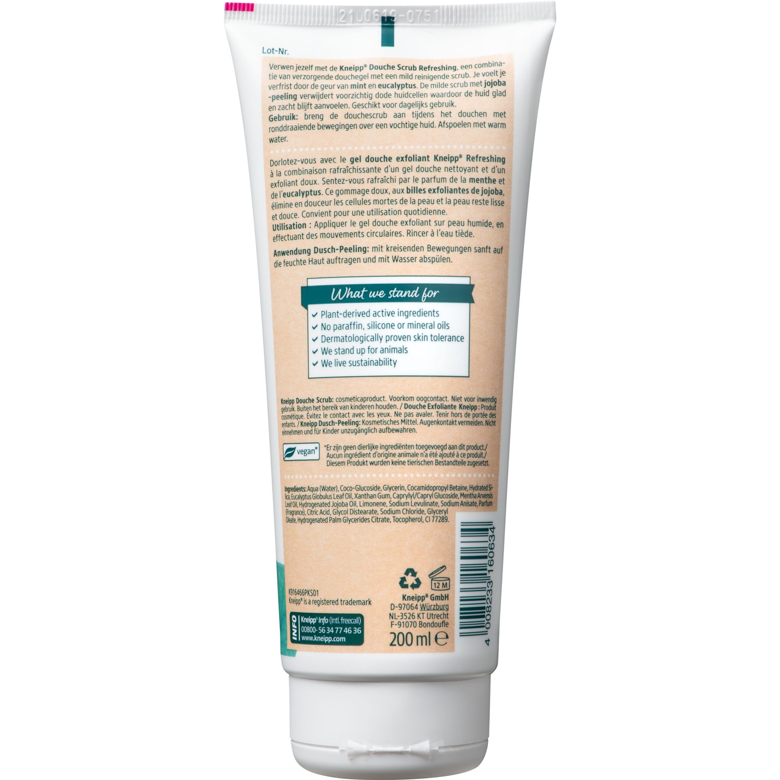 Kneipp Refreshing douche scrub mint eucalyptus en jojoba - Afbeelding 2