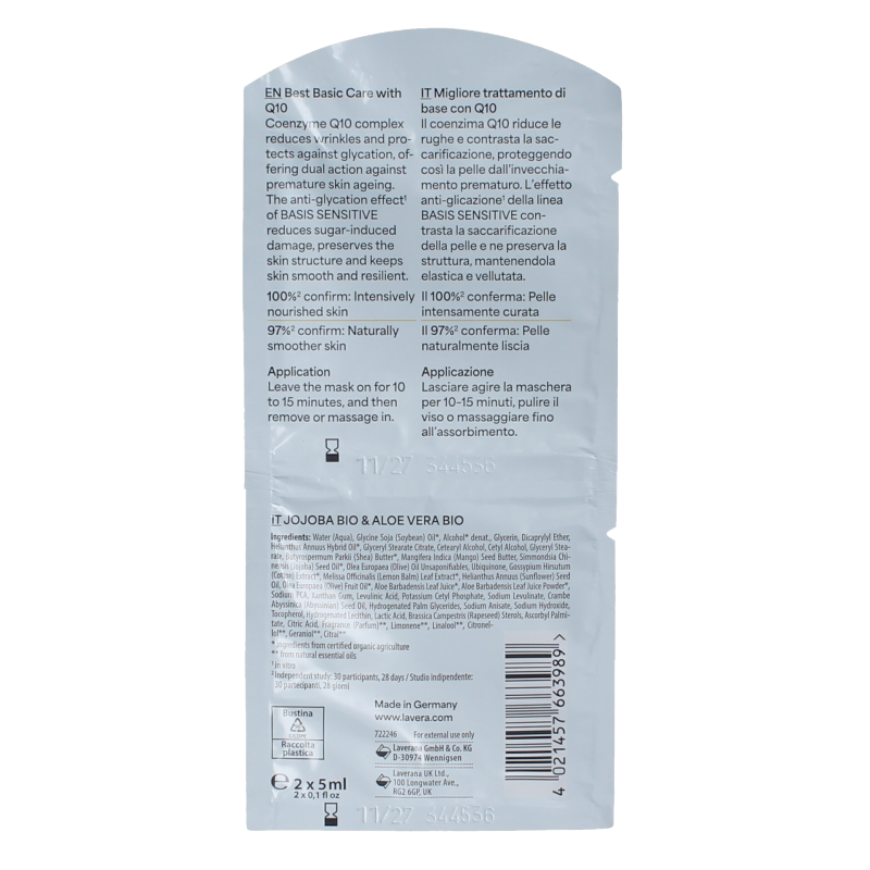 Lavera Basis sensitive Q10 mask 2x5ml - Afbeelding 2
