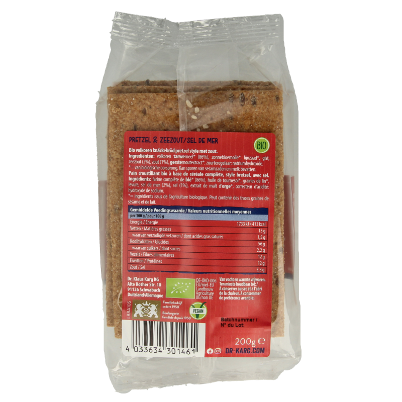 Dr. Karg's Crackers pretzel zeezout bio - Afbeelding 2