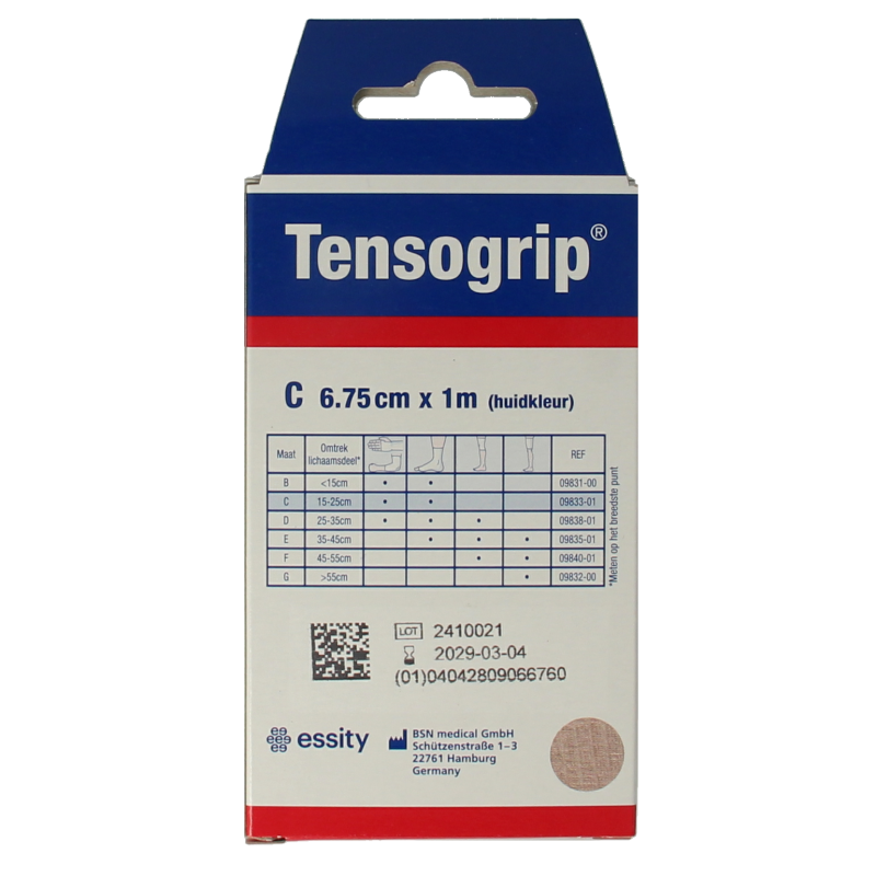 Tensogrip Elastisch buisverband C 1m x 6.75cm huidkleur - Afbeelding 3