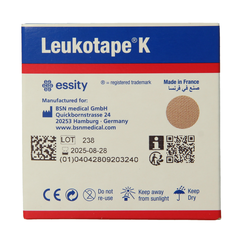 Leukotape K elastische tape 5m x 5cm huidkleur - Afbeelding 3